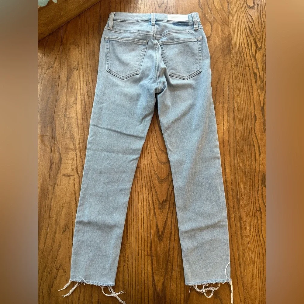 RE/DONE Jeans 90s High Rise Ankle Crop Raw Hem Button Fly Light Wash 25 - Picture 16 of 16